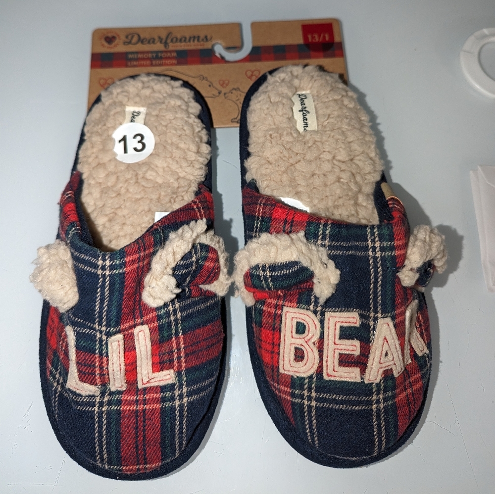 ~ dearfoams lil bear boys slippers 13-1 NEW